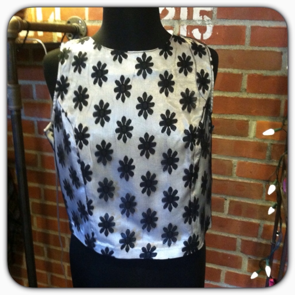Floral Black and White Women's Top